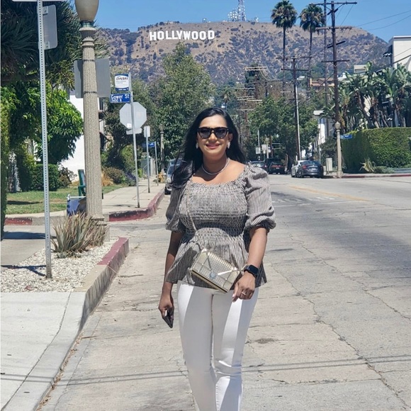 Black and white checkered peplum top - Picture 2 of 4